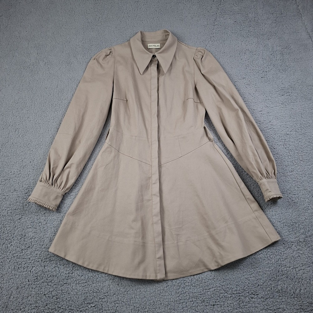 Nicholas Natural Button Down Corset Midi Shirt Dress Size 4 Mini Cotton Cosplay